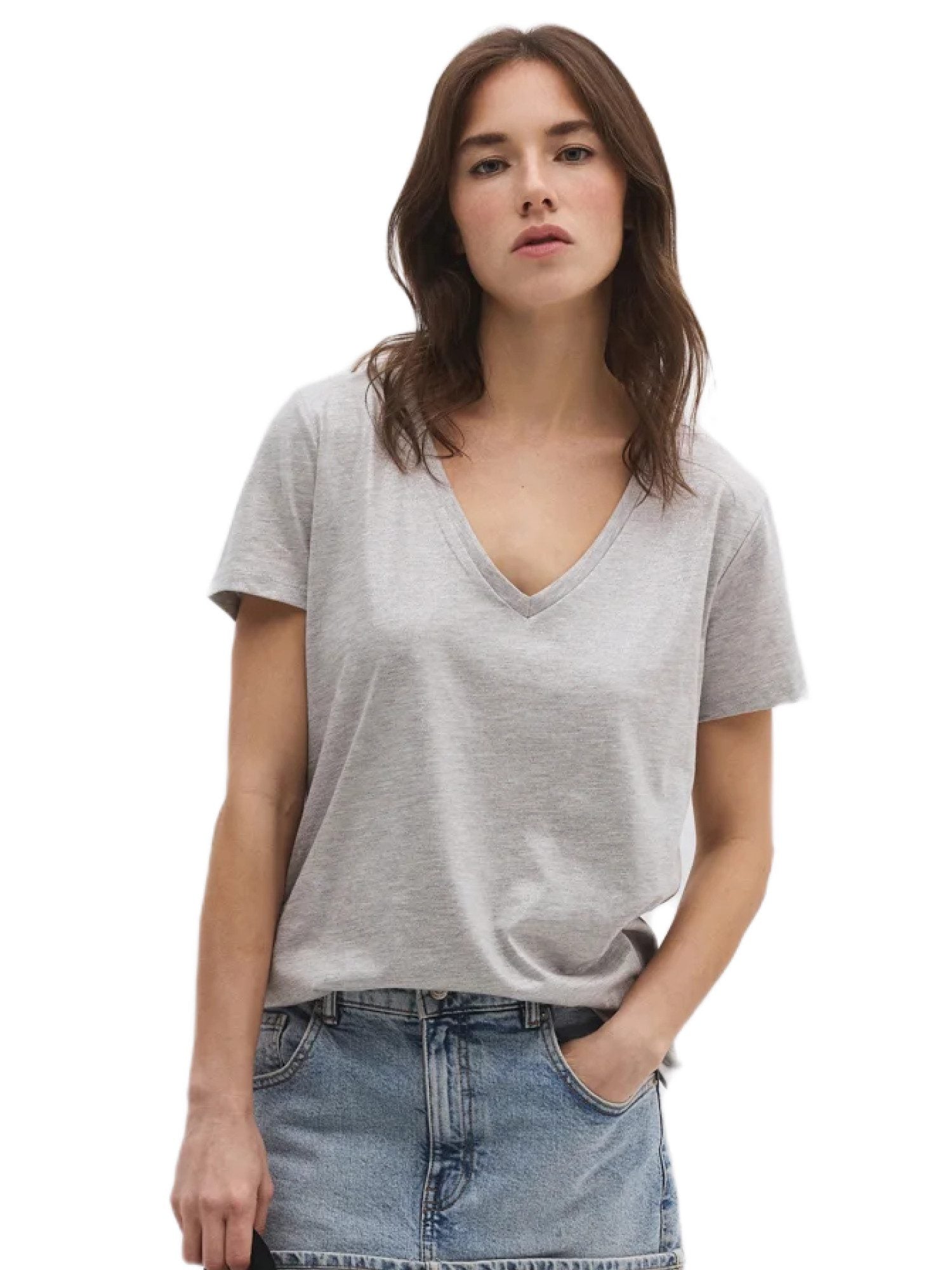 Kurzärmeliges T-Shirt mit V-Ausschnitt