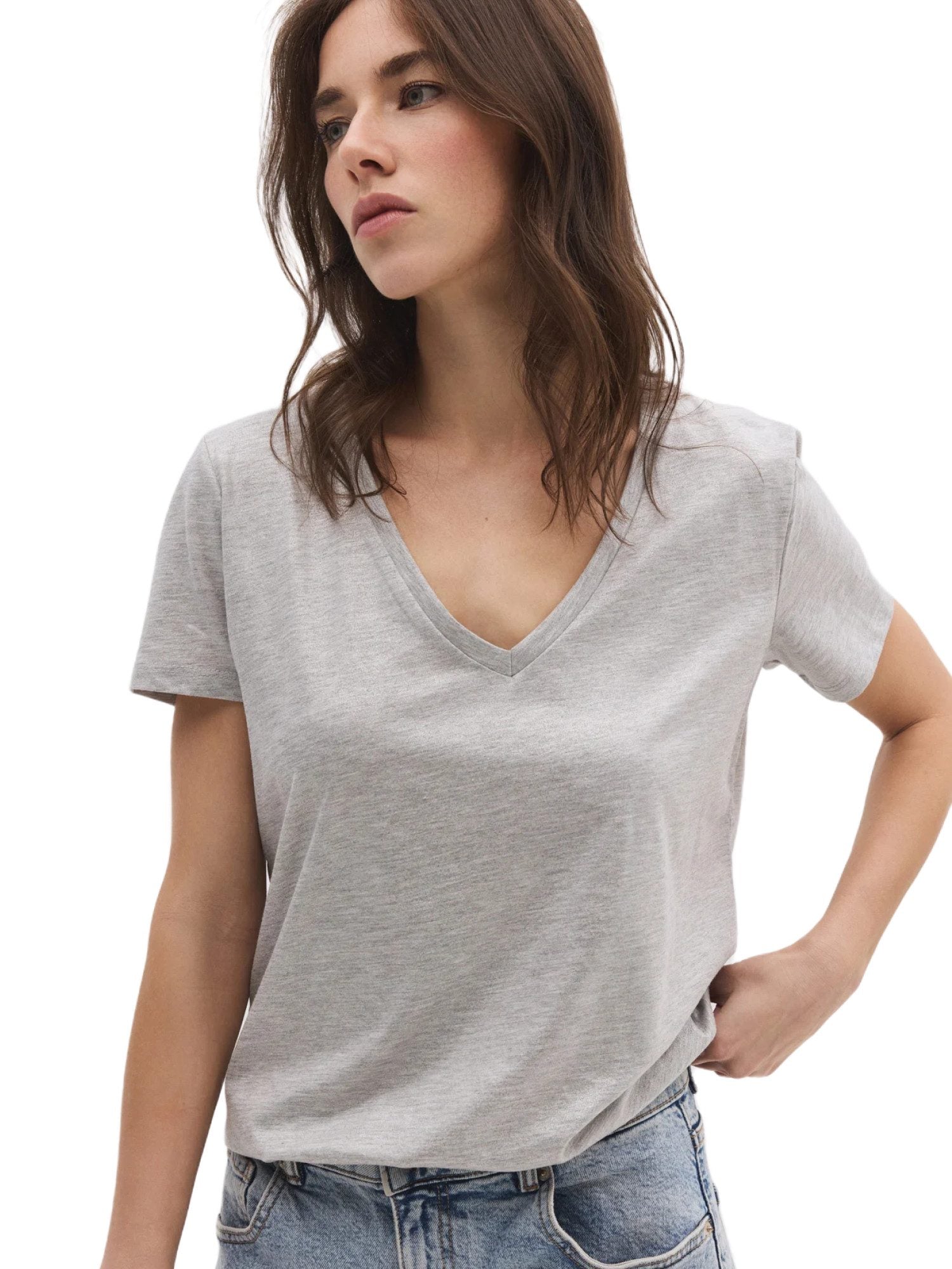 Kurzärmeliges T-Shirt mit V-Ausschnitt