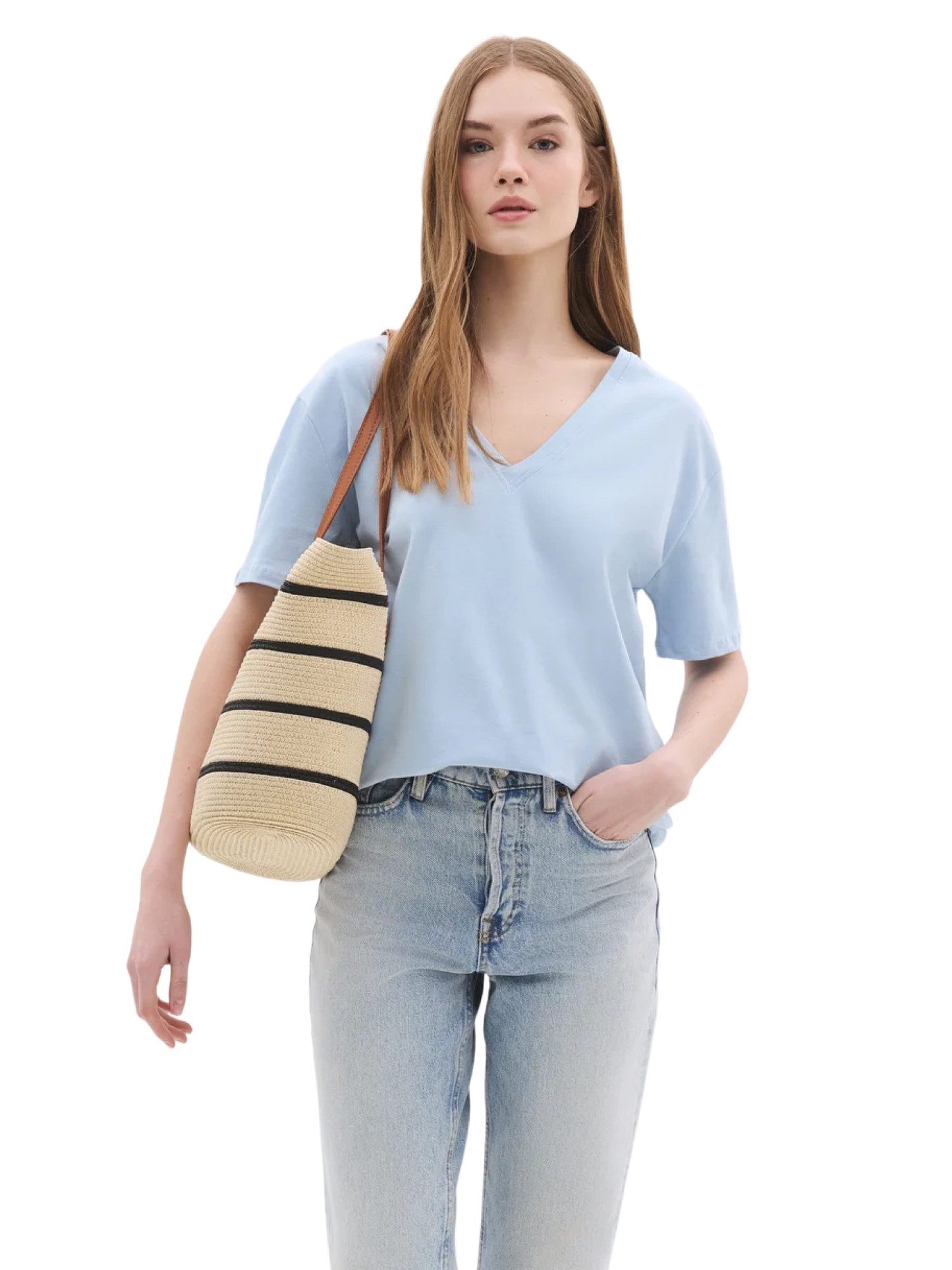 Kurzarm-T-Shirt mit V-Ausschnitt