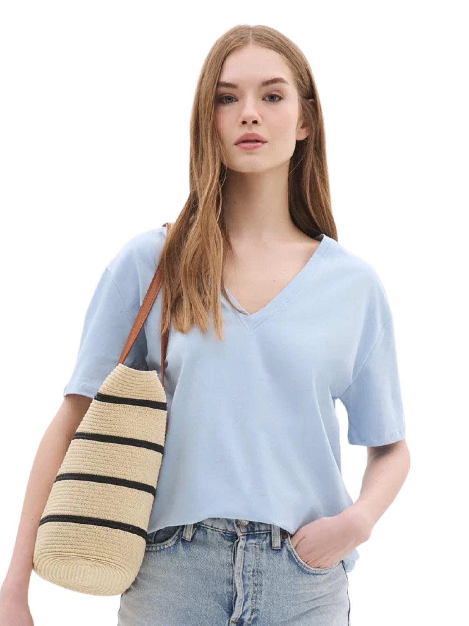 Kurzarm-T-Shirt mit V-Ausschnitt