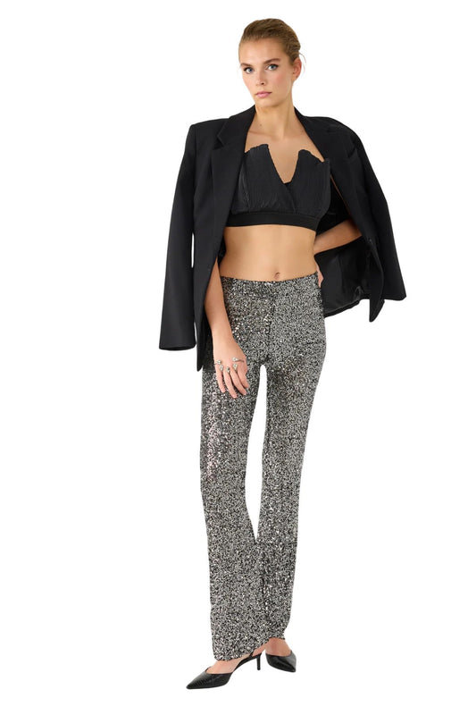 Paillettenbesetzte Hose mit weitem Bein