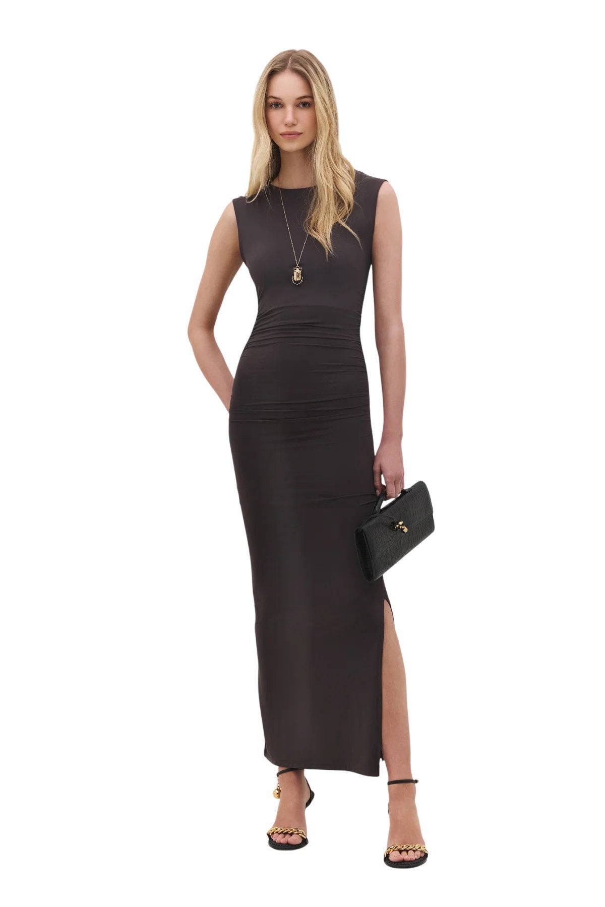 Ärmelloses Maxikleid mit Schlitz