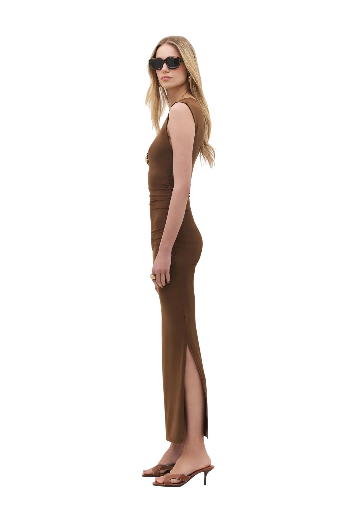 Ärmelloses Maxikleid mit Schlitz