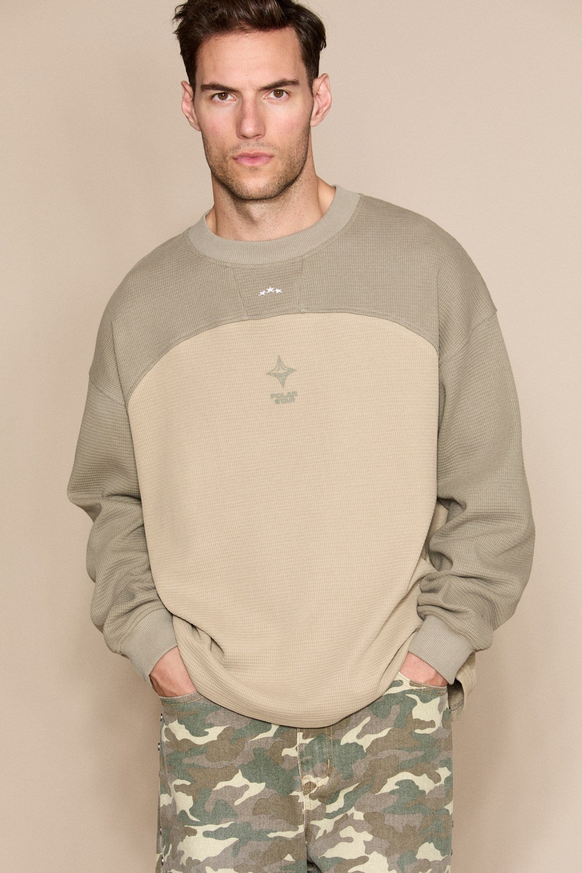 GRIMELANGE DAMIANO Herren Bio Sweatshirt Khaki