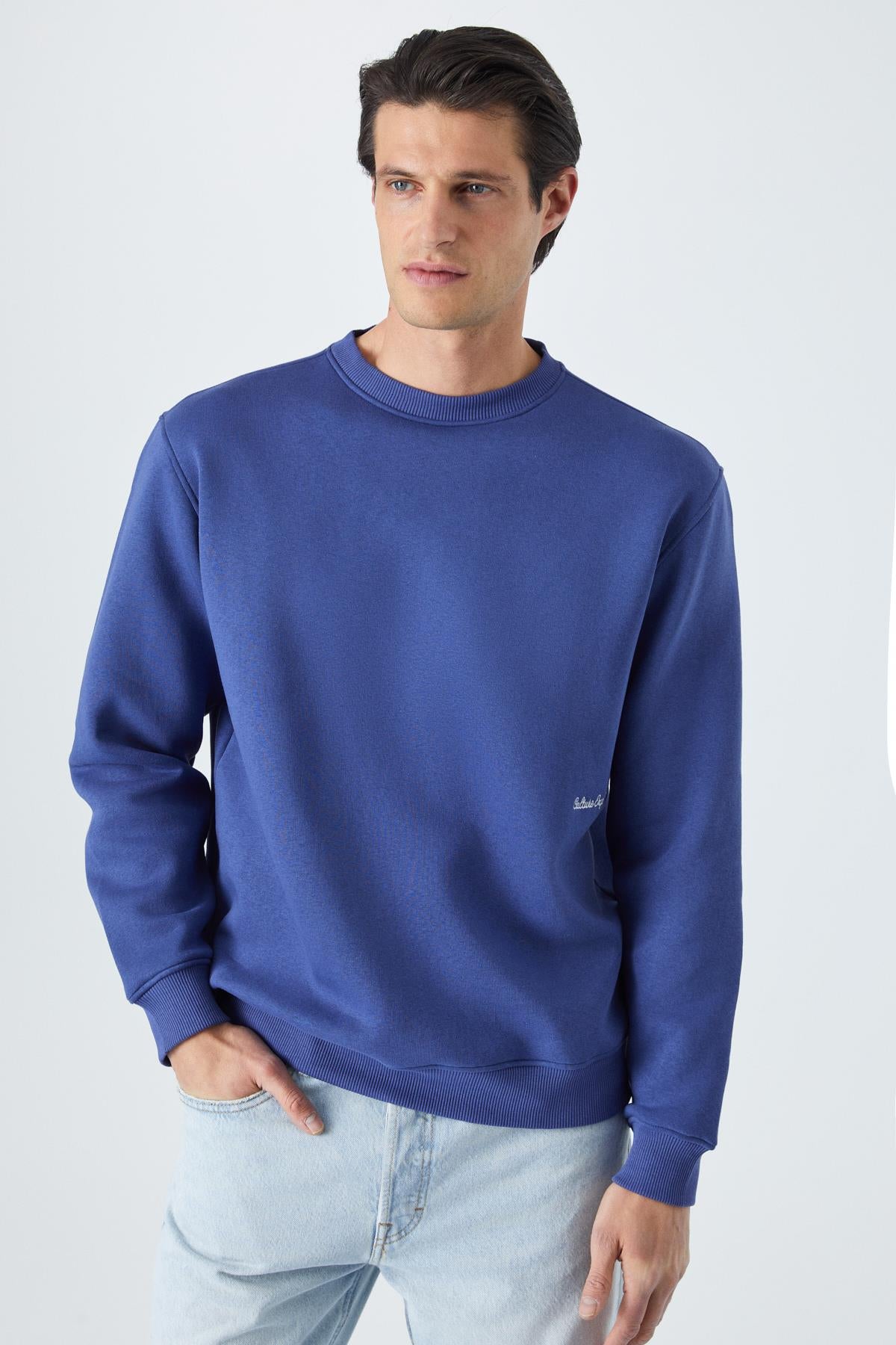 GRIMELANGE DANE Herren Bio Soft Sweatshirt Dark Blue
