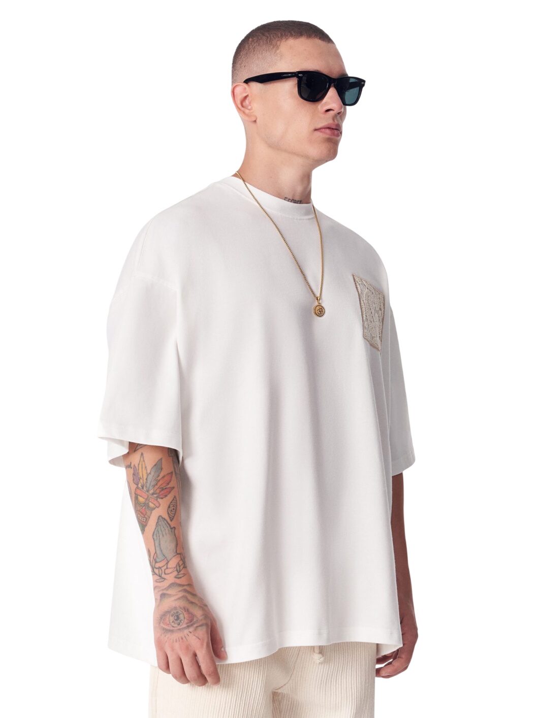 Spitzenapplikation 3D Stickerei T-Shirt