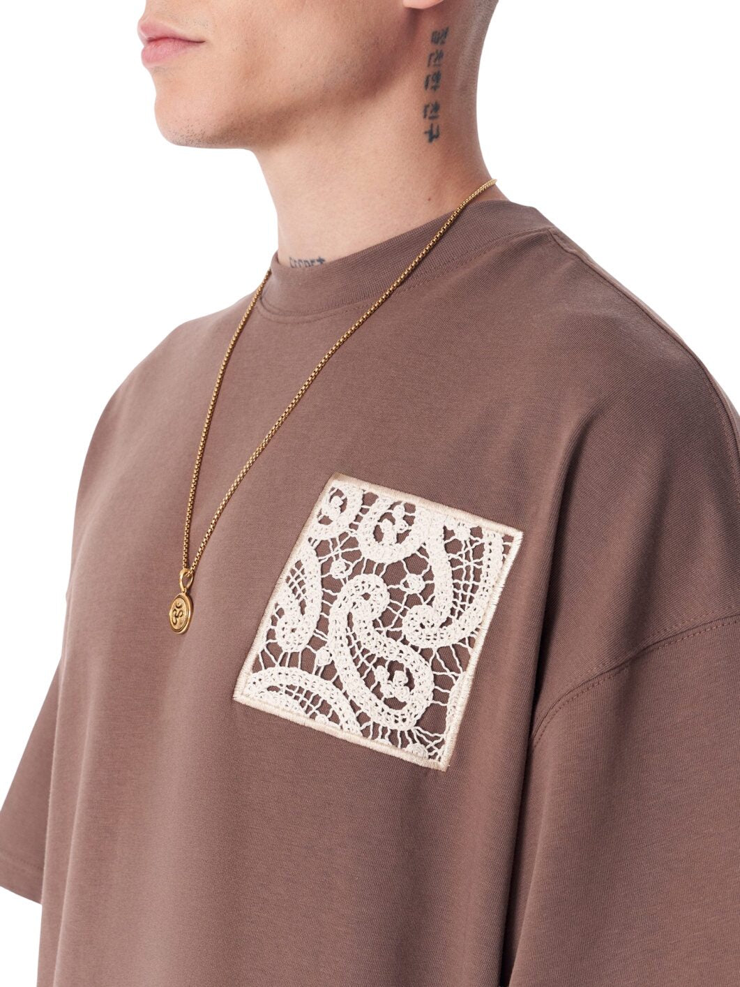 Spitzenapplikation 3D Stickerei T-Shirt
