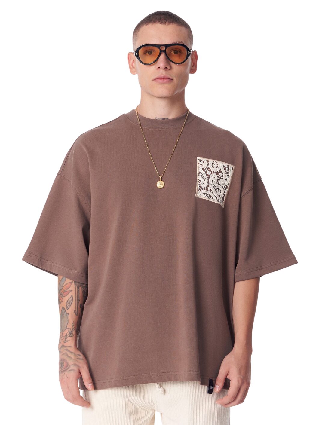 Spitzenapplikation 3D Stickerei T-Shirt