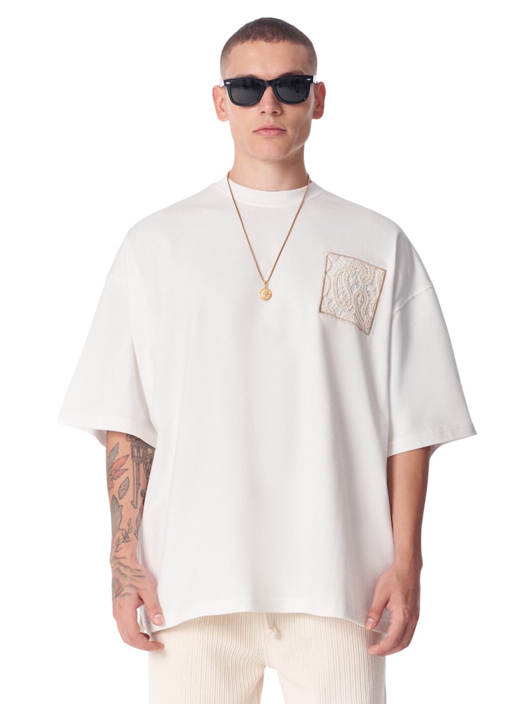 Spitzenapplikation 3D Stickerei T-Shirt