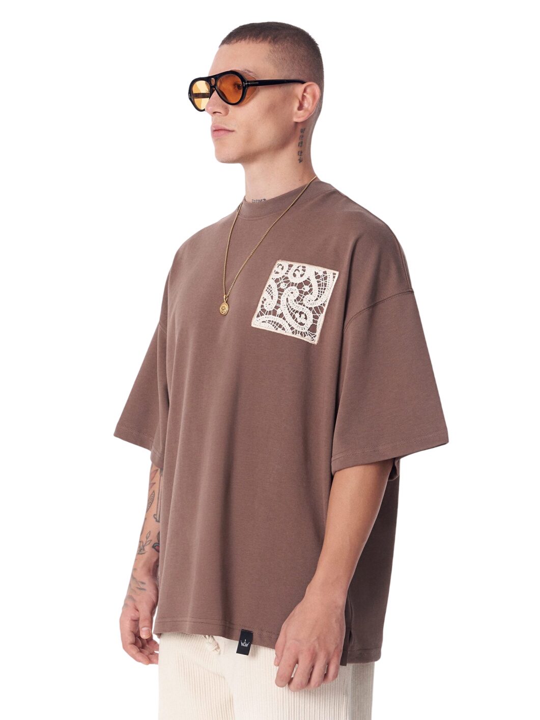 Spitzenapplikation 3D Stickerei T-Shirt