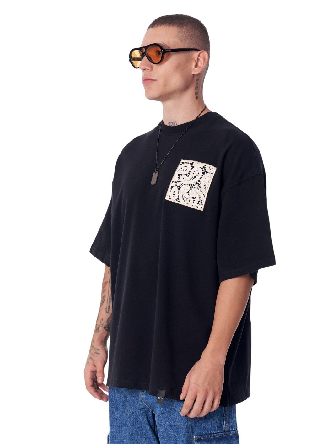 Spitzenapplikation 3D Stickerei T-Shirt