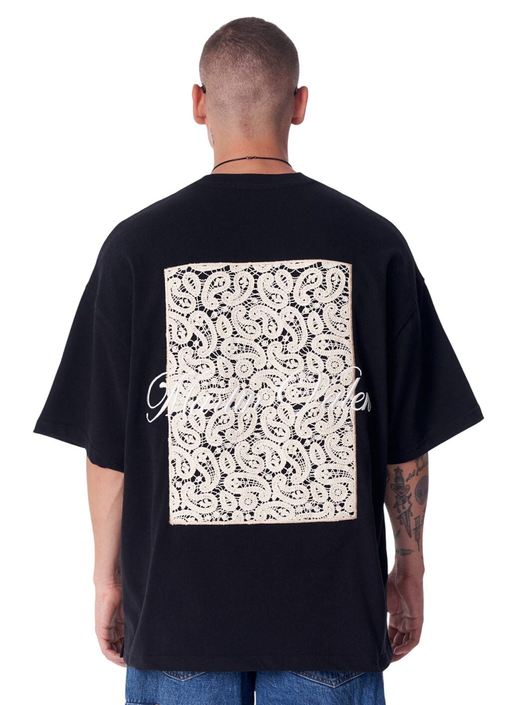 Spitzenapplikation 3D Stickerei T-Shirt