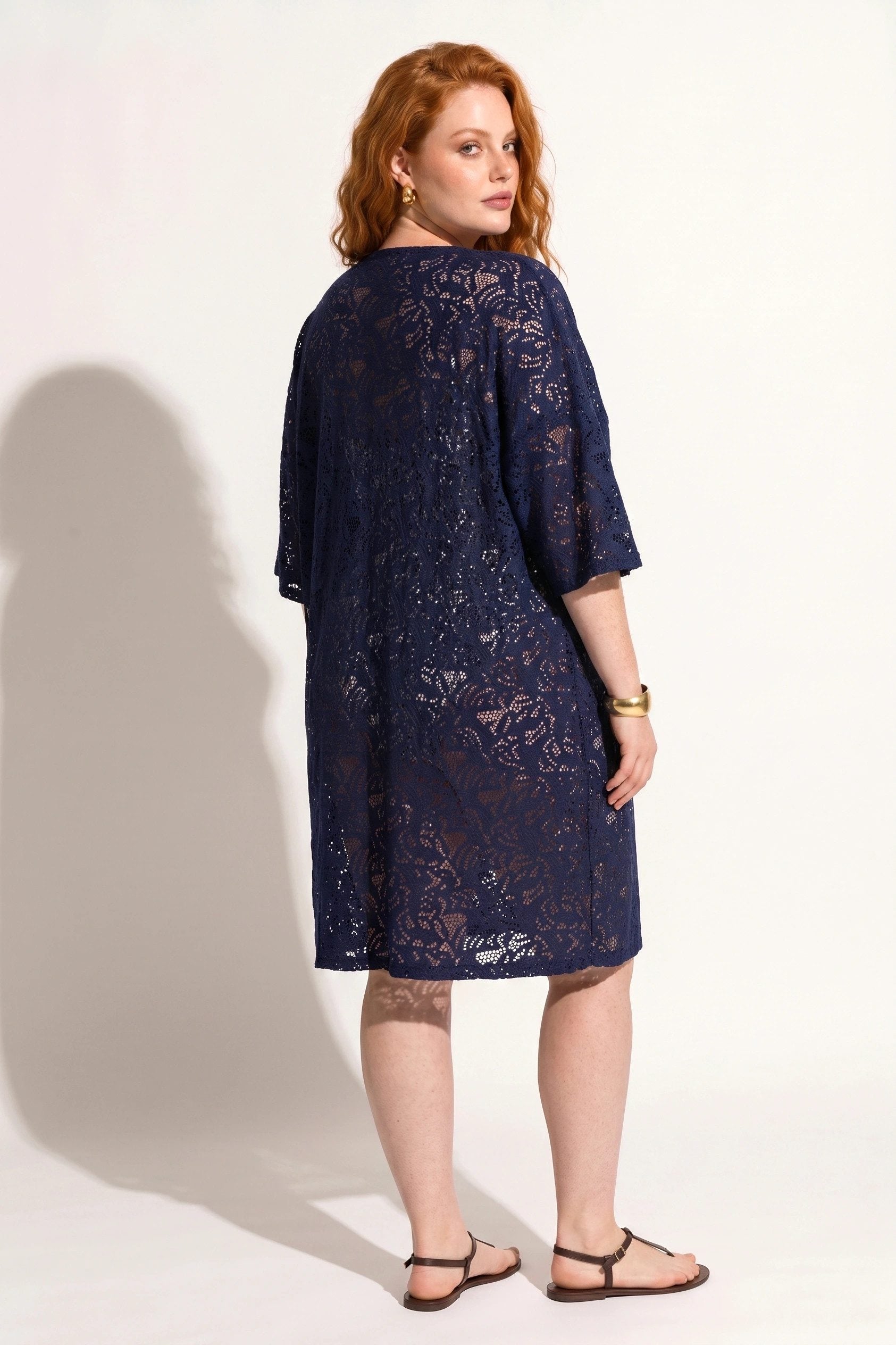 Spitzen-Detail Kurzarm Kimono