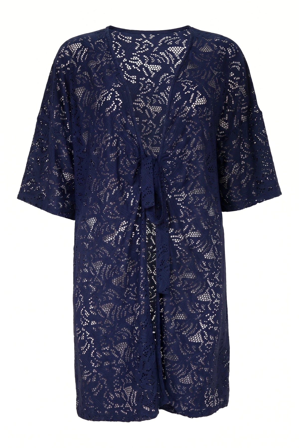 Spitzen-Detail Kurzarm Kimono