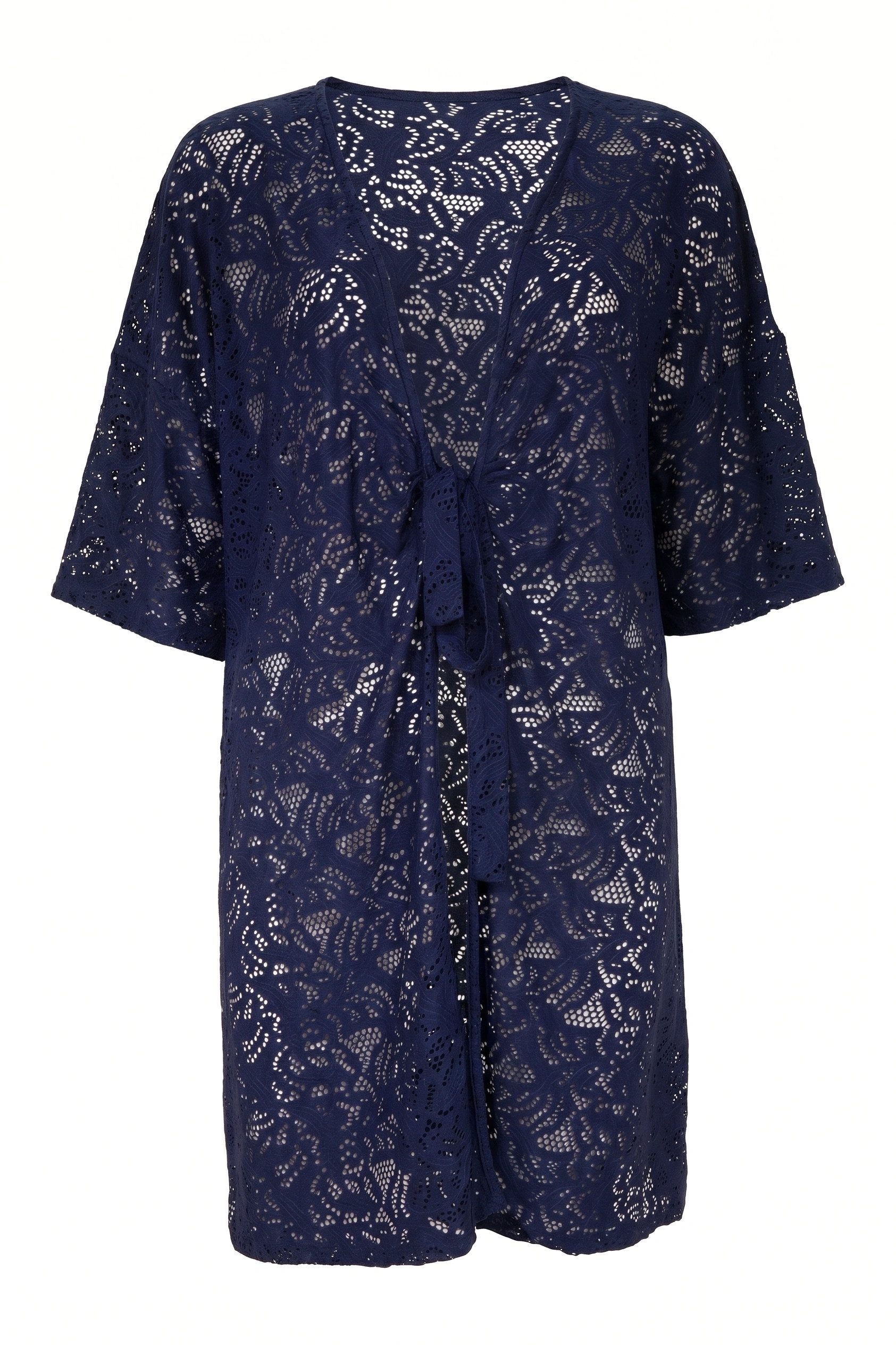 Spitzen-Detail Kurzarm Kimono
