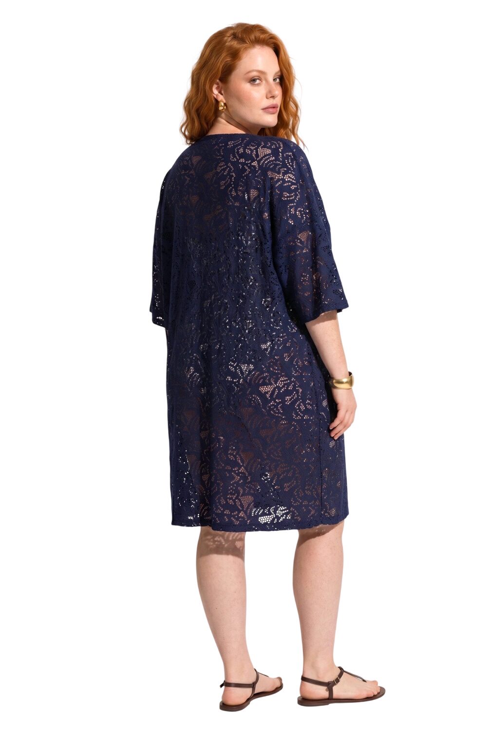 Spitzen-Detail Kurzarm Kimono