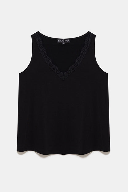 Ärmellose Bluse mit Spitzendetails