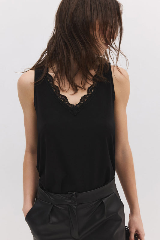 Ärmellose Bluse mit Spitzendetails