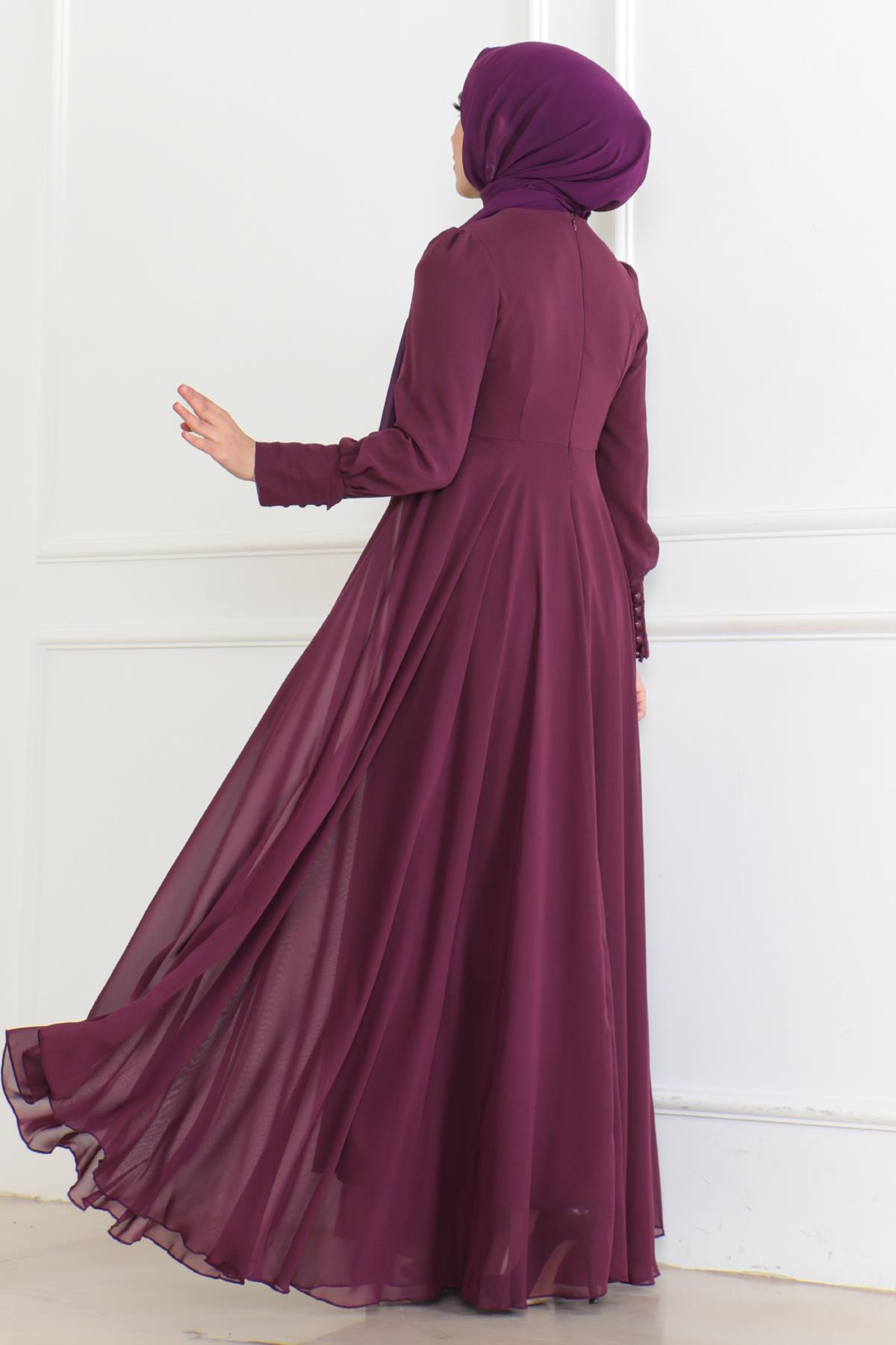 Chiffon Spitze Lila Abendkleid 6113