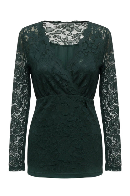Bluse mit V-Ausschnitt aus Spitze