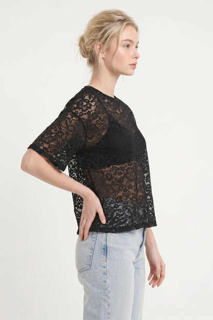 Spitzenstruktur Oversized T-Shirt