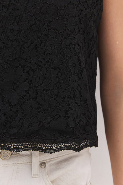 Ärmellose Bluse mit Spitzenstickerei