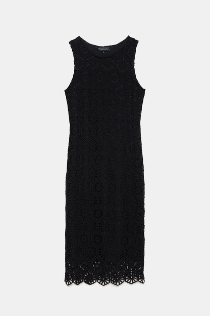 Midikleid mit Spitzenfutter