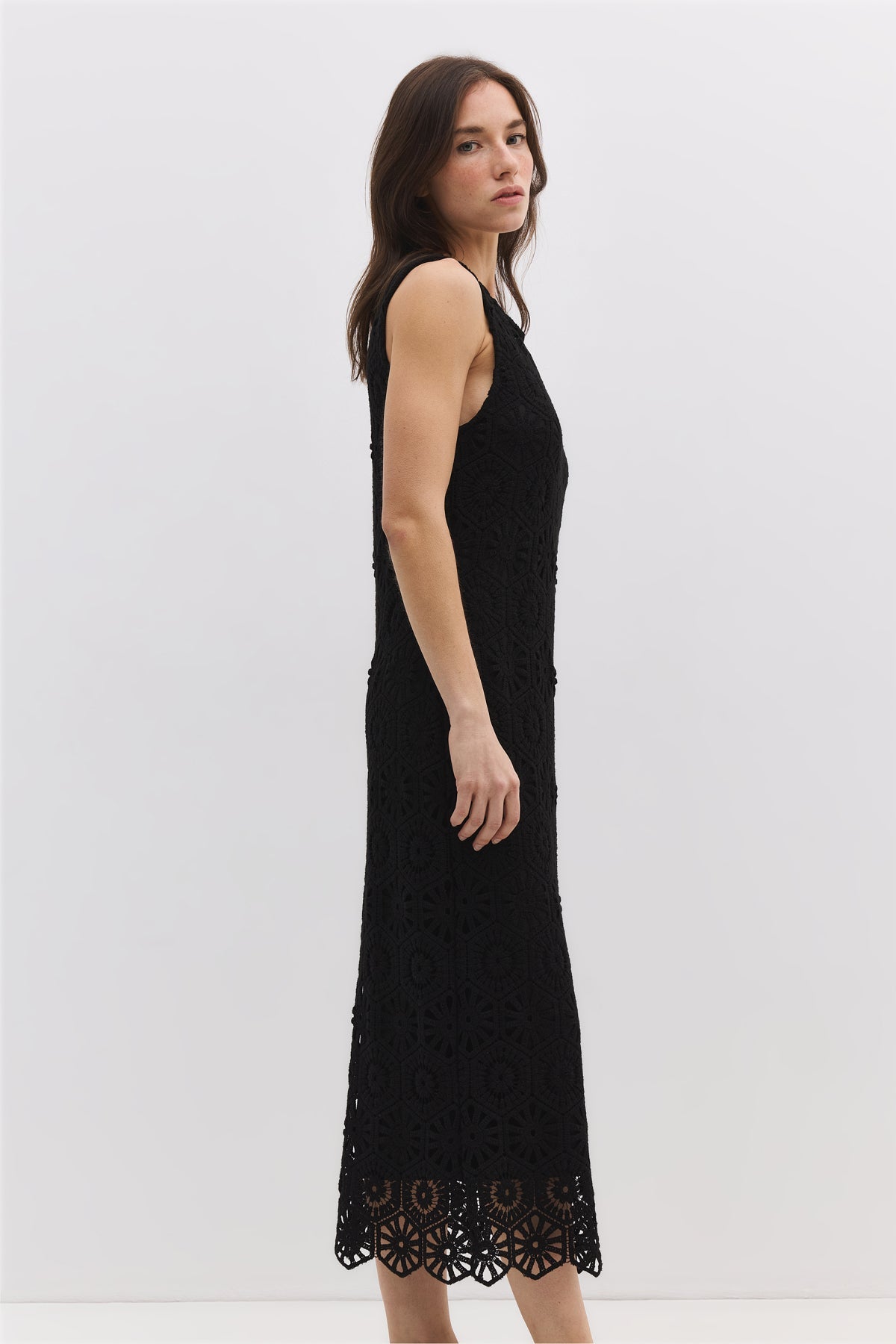 Midikleid mit Spitzenfutter