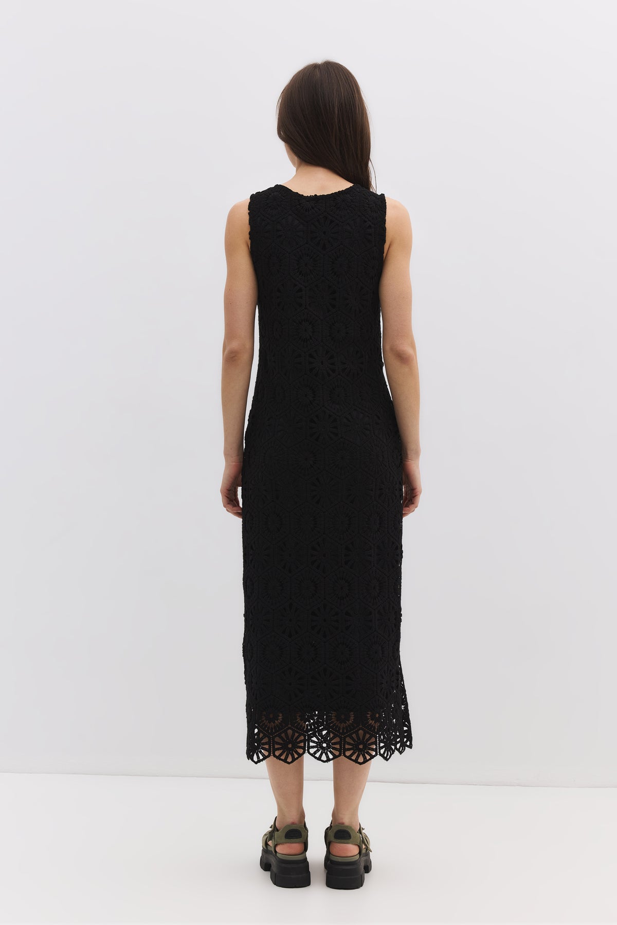 Midikleid mit Spitzenfutter