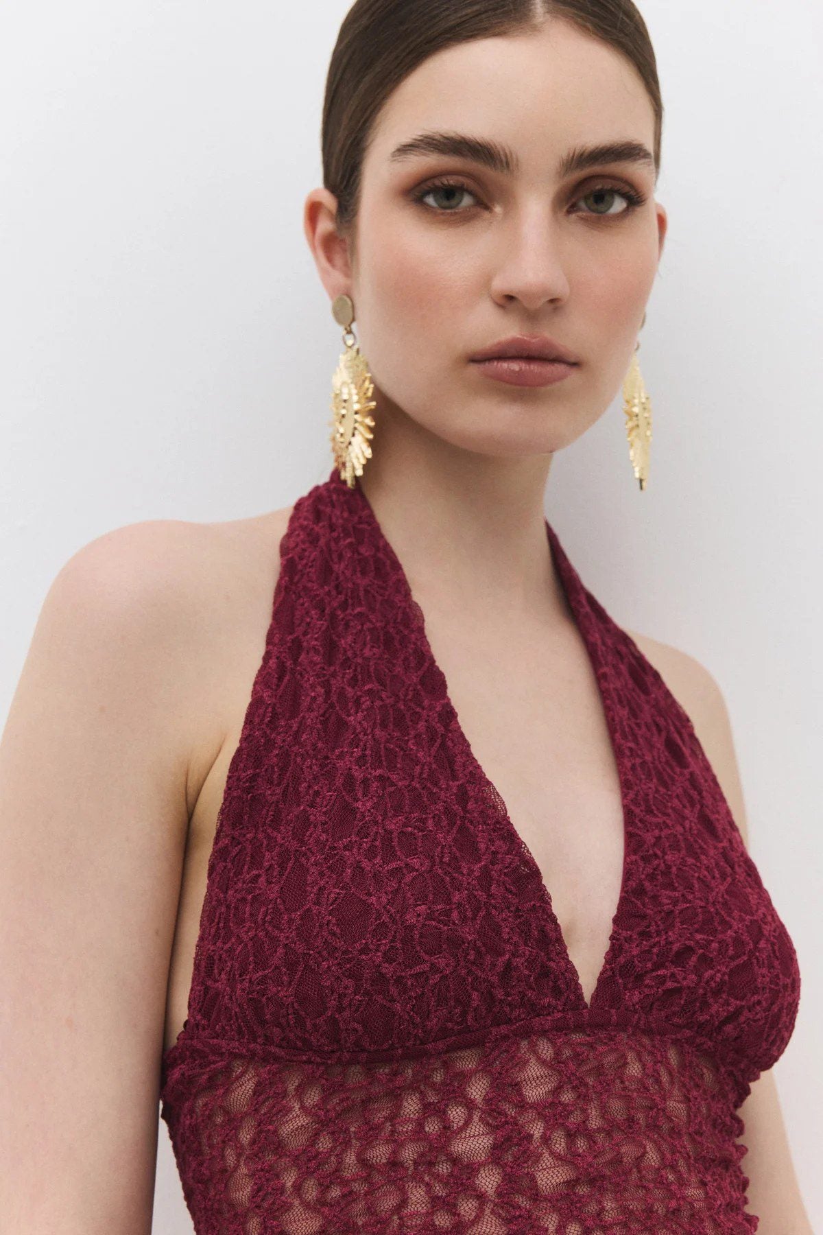 Crop-Bluse mit Spitzenhalter und Bindeband