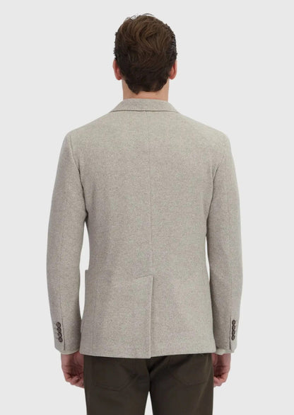 Dunkelbeige, einfarbige Jacke aus Wollmischgewebe