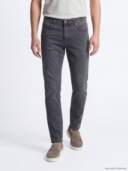 Dunkelgrüne Velours Slim Fit Jeanshose