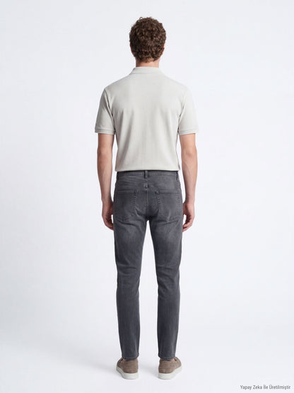 Dunkelgrüne Velours Slim Fit Jeanshose