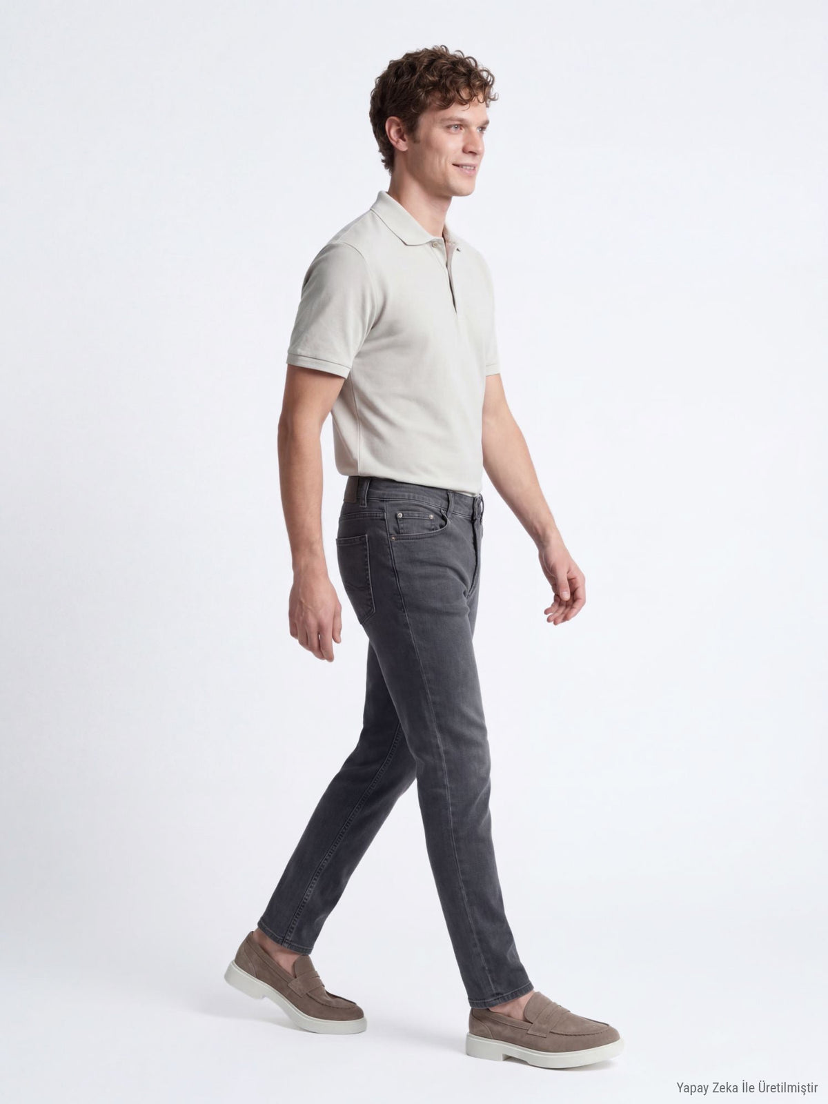 Dunkelgrüne Velours Slim Fit Jeanshose