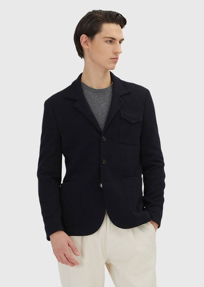 Dunkelblaues Hemd Slim Fit Wolljacke