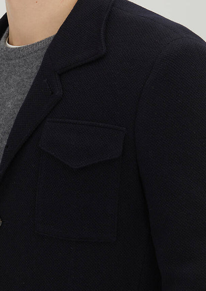Dunkelblaues Hemd Slim Fit Wolljacke