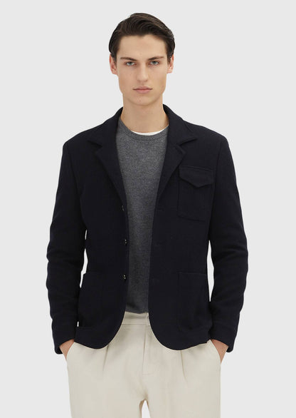 Dunkelblaues Hemd Slim Fit Wolljacke