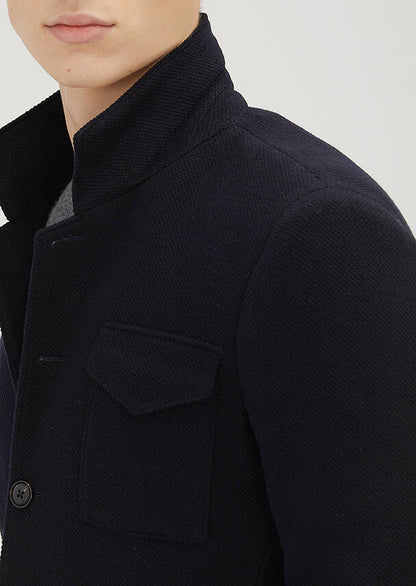 Dunkelblaues Hemd Slim Fit Wolljacke