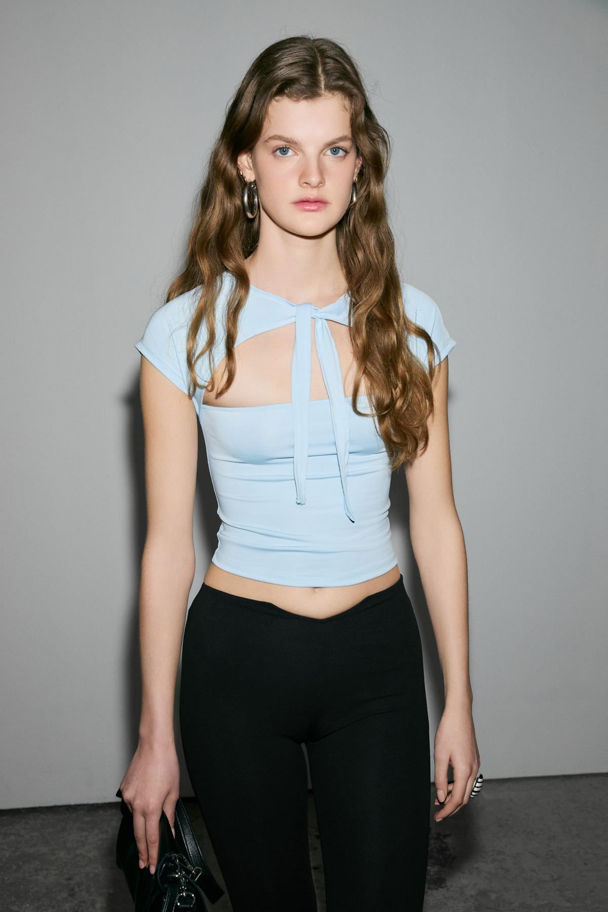 GRIMELANGE Damen Soft Kurzarm-Bluse Blau