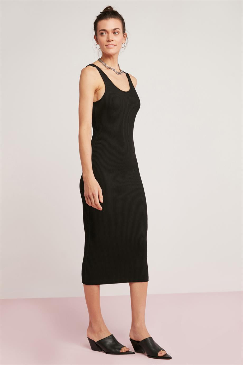 DELLA Damen Rippen Bleistiftkleid