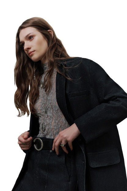 Klassischer Jeansblazer, Dunkelblau
