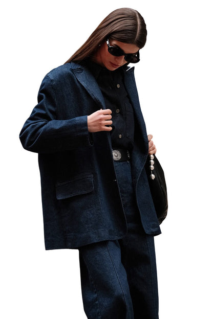 Klassischer Jeansblazer, Dunkelblau