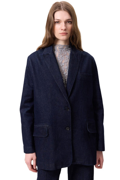Klassischer Jeansblazer, Dunkelblau