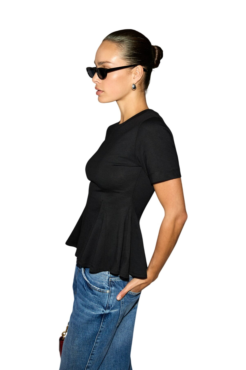DENKLEY Damen Rüschen-Peplum-Bluse