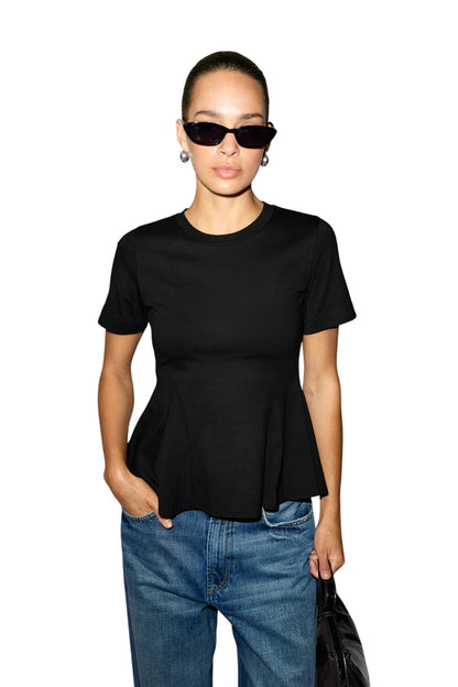 DENKLEY Damen Rüschen-Peplum-Bluse