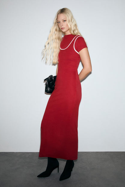 DEPORTS Damen Kleid mit Kontrasteinsatz