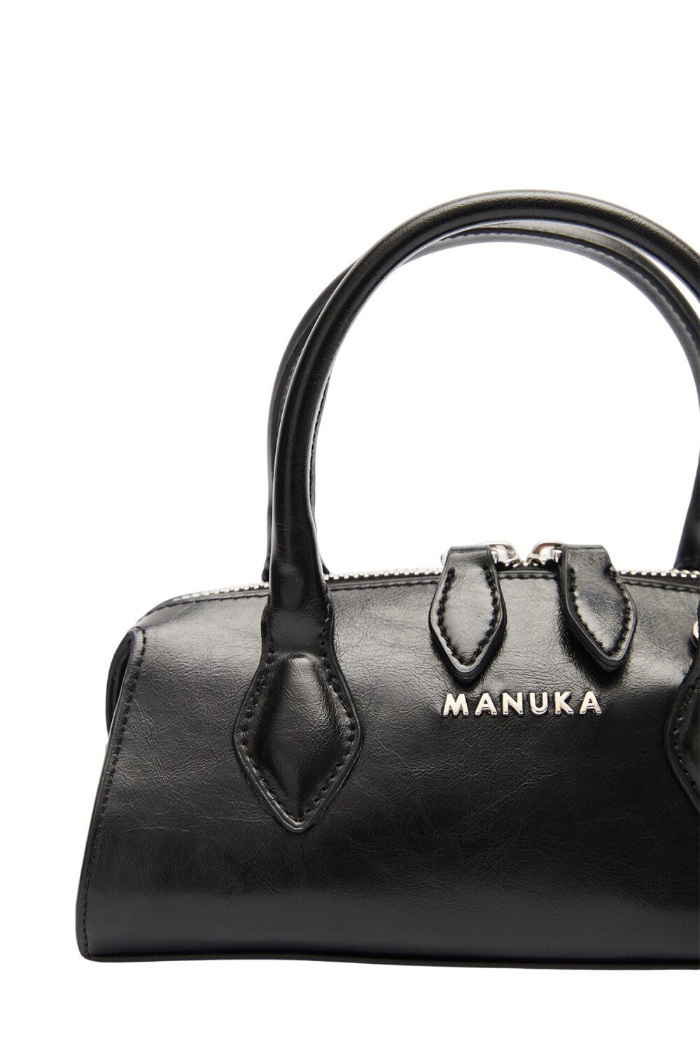 Schwarze Polo-Mini-Tasche aus Leder