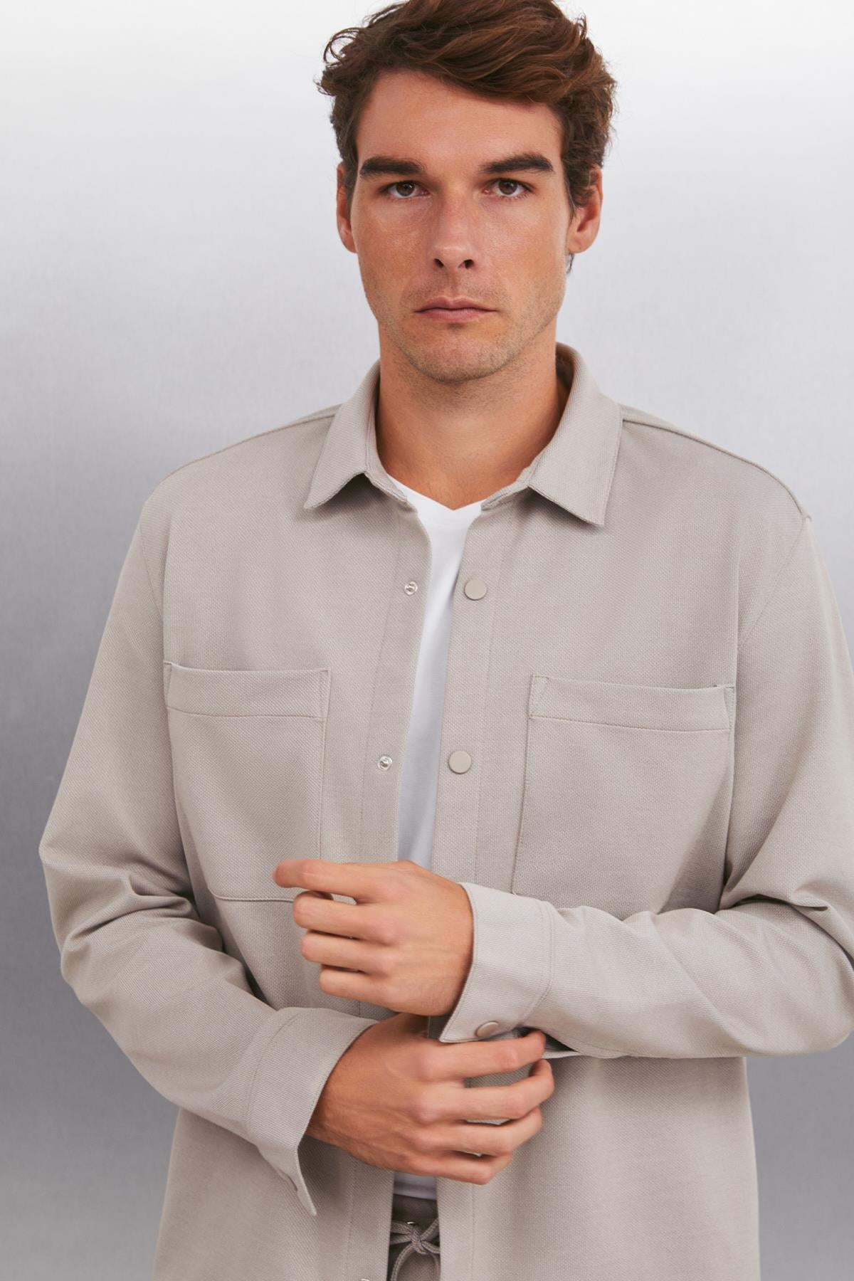 GRIMELANGE DERIAN Herren Regular Fit Hemd Beige
