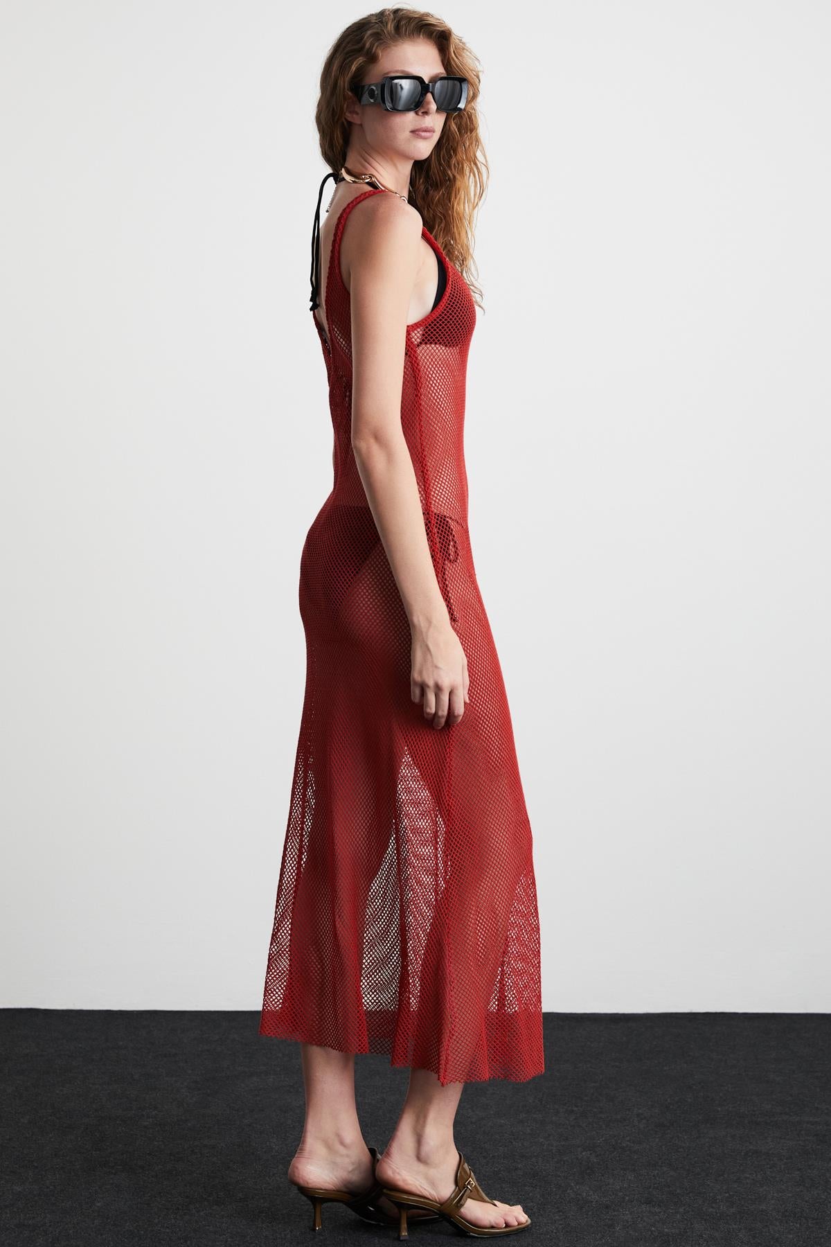 DERYN Damen V-Ausschnitt Strandkleid