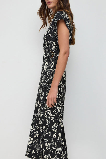 Gemustertes Wickelkleid in Midi-Länge